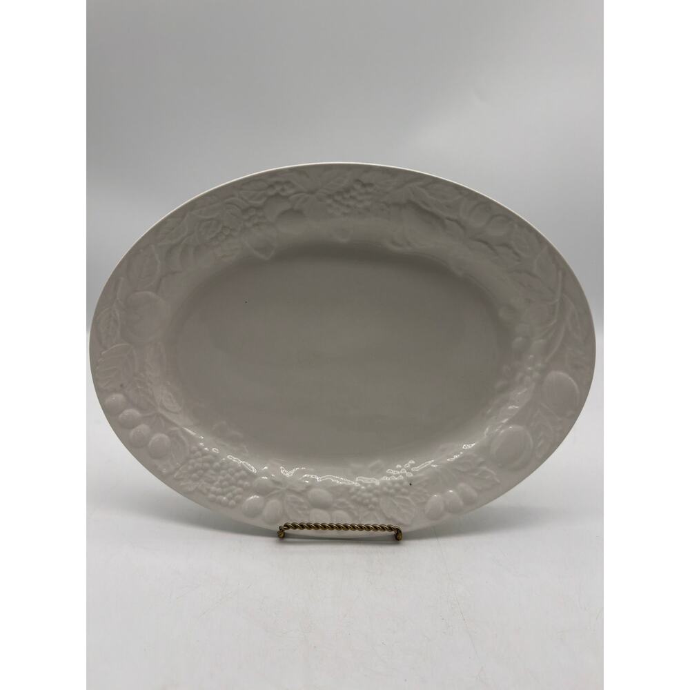 Gibson Housewares Embossed Fruit‎ Oval Platter 13.5" x 10